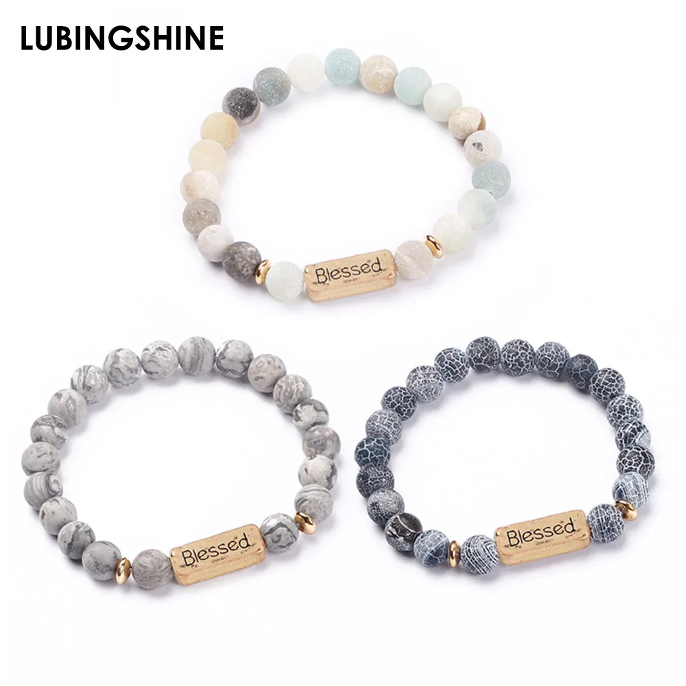 Винтажные натуральный камень бусины браслеты Будда Лава круглые бусины эластичность Веревка Браслеты для женщин и мужчин молитва браслет ювелирные изделия