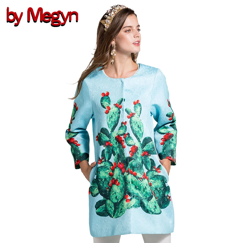 Тренч Женский с длинным рукавом и принтом кактуса 3XL 2019|coat elegant|coat runwaycoat fashion |