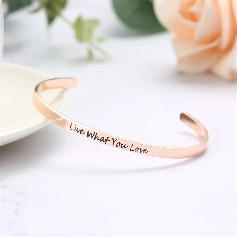 rose gold 3 V. YA "не все, кто кочутся теряются" Открытые Браслеты-манжеты для женщин и мужчин браслеты из нержавеющей стали с вдохновляющими цитатами лучшие подарки - Окраска металла: rose gold 3