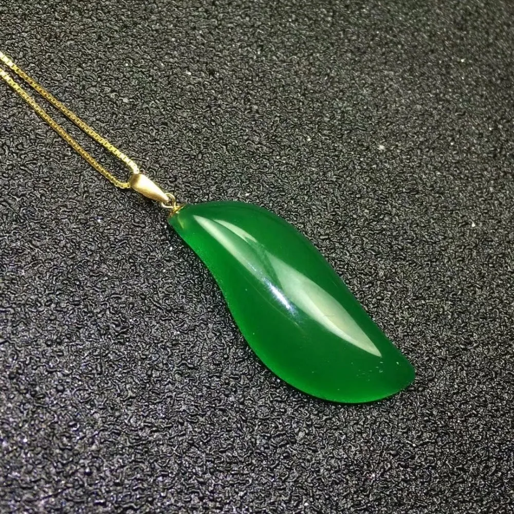 

SHILOVEM 18k yellow gold natural green chalcedony pendant none necklace ethnic new wholesale Fine women gift jc123801agys