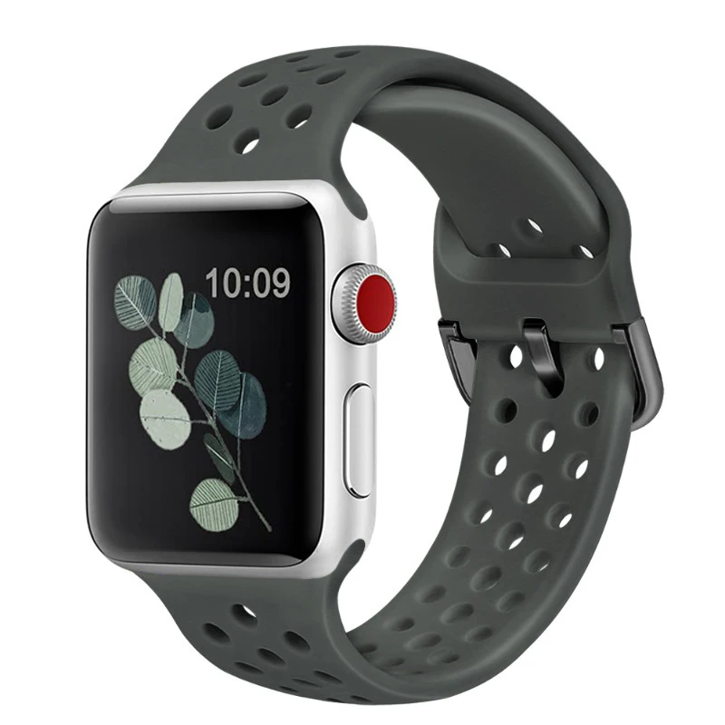 Сменный ремешок для Apple Watch 5 4 40 мм 44 мм мягкий силиконовый спортивный дышащий резиновый ремешок для iWatch серии 5 4 3 2 1 38 мм 42 мм - Цвет ремешка: Color 25