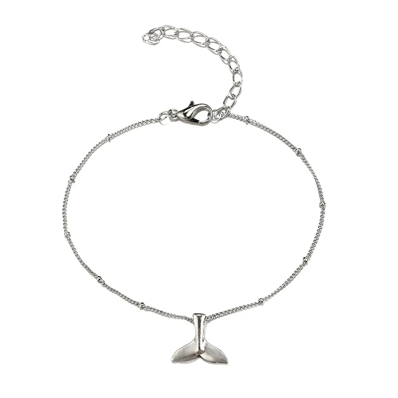 Богемный Дельфин хвост ножной браслет с бусинами для женщин серебро