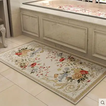 Европейский Стиль двери Ковры Подушки синель санитарно Для ванной комнате пол противоскользящие Коврики - Цвет: D