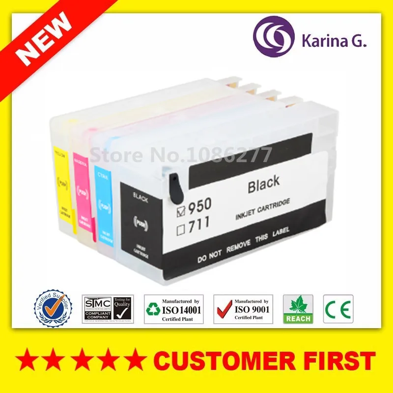 

4x Empty Refillable Ink Cartridge For HP950 HP951 suit For 8610 8620 8630 8660 8680 8615 8625 251DW 276DW With Chip