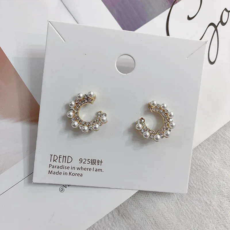 Корейские серьги из стерлингового серебра с жемчугом Темперамент Дикие буквы