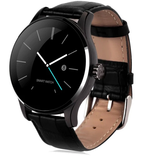 Ataliqi K88H Bluetooth Смарт-часы классические металлические умные часы для здоровья монитор сердечного ритма для Android IOS телефон Удаленная камера часы - Цвет: Black Leather Strap