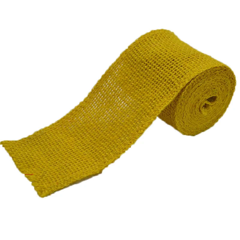 yellow Лента из натуральной мешковины 2 м джутовый рулон DIY ручной работы украшение дома День Рождения Вечеринка Рождество принадлежности Винтаж деревенский Свадебный декор - Цвет: yellow