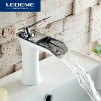 ledeme basin faucet bathroom faucet single handle brass sink water crane basin mixer tap waterfall faucet l1055 23 l1055w 23