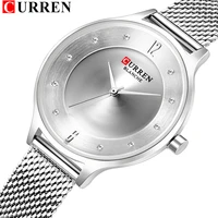 fashion slim womens watches with rhinestone set dial curren beautiful analog quartz wrist watch for ladies sliver female clock