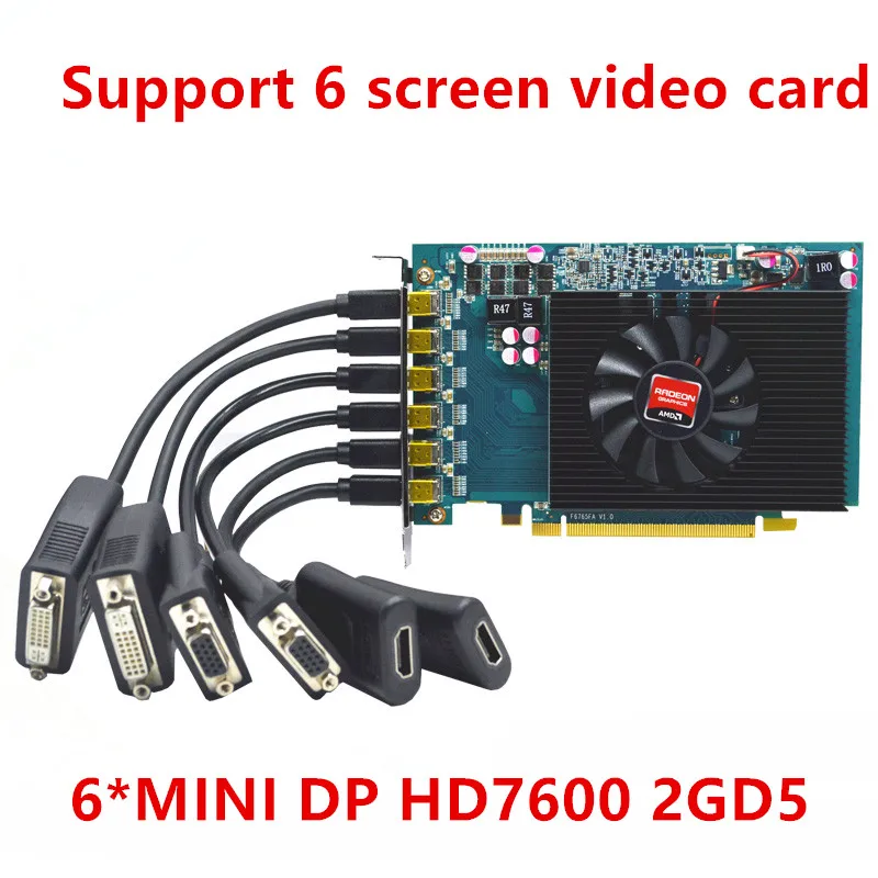 HD7600 2GD5 видео карты 128BIT 6 MINI DP поддерживает 6 экраны Графика карты