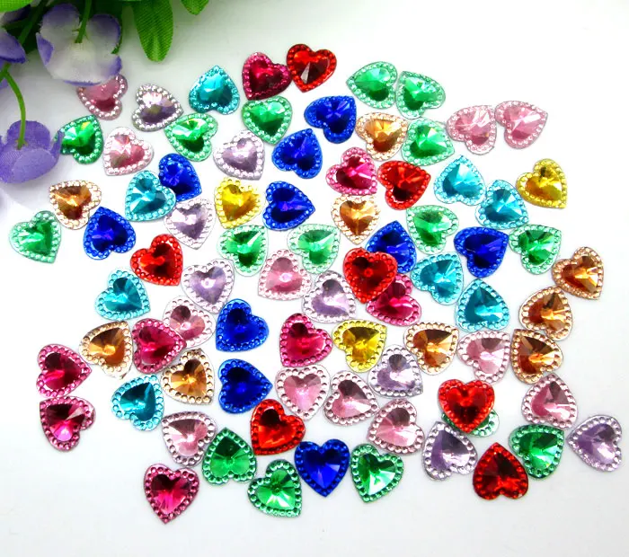 

300Pcs Mixed 12x12mm Heart Dot Resin Decoration Crafts Beads Flatback Cabochon Scrapbook DIY Embellishments Accessories