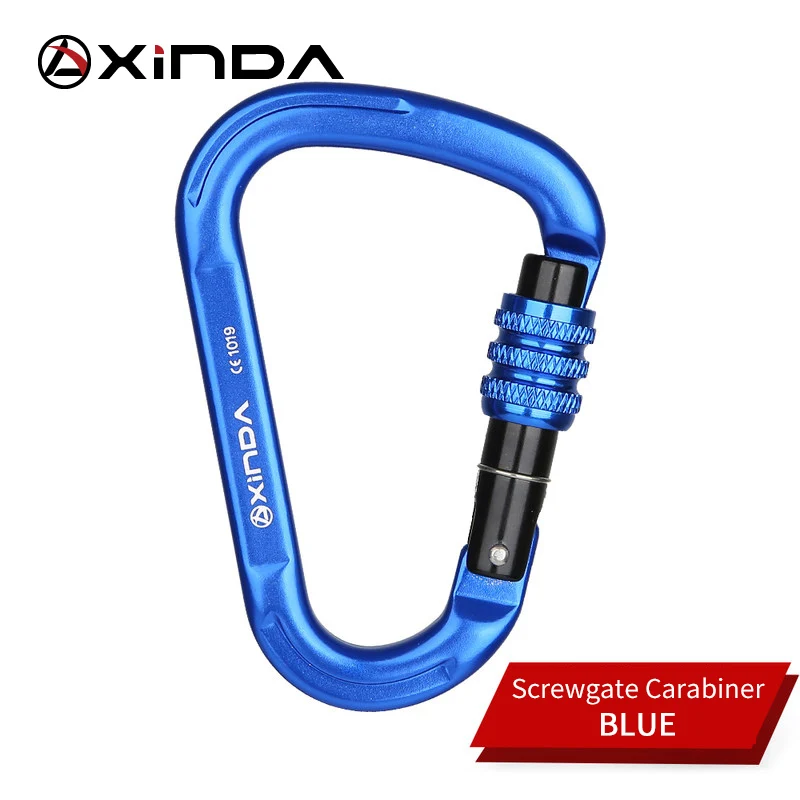 Screw-Blue XINDA Открытый скалолазание карабин 25KN соединитель безопасности замок алюминиевый сплав Пружинные ворота пряжки выживания оборудования - Цвет: Screw-Blue