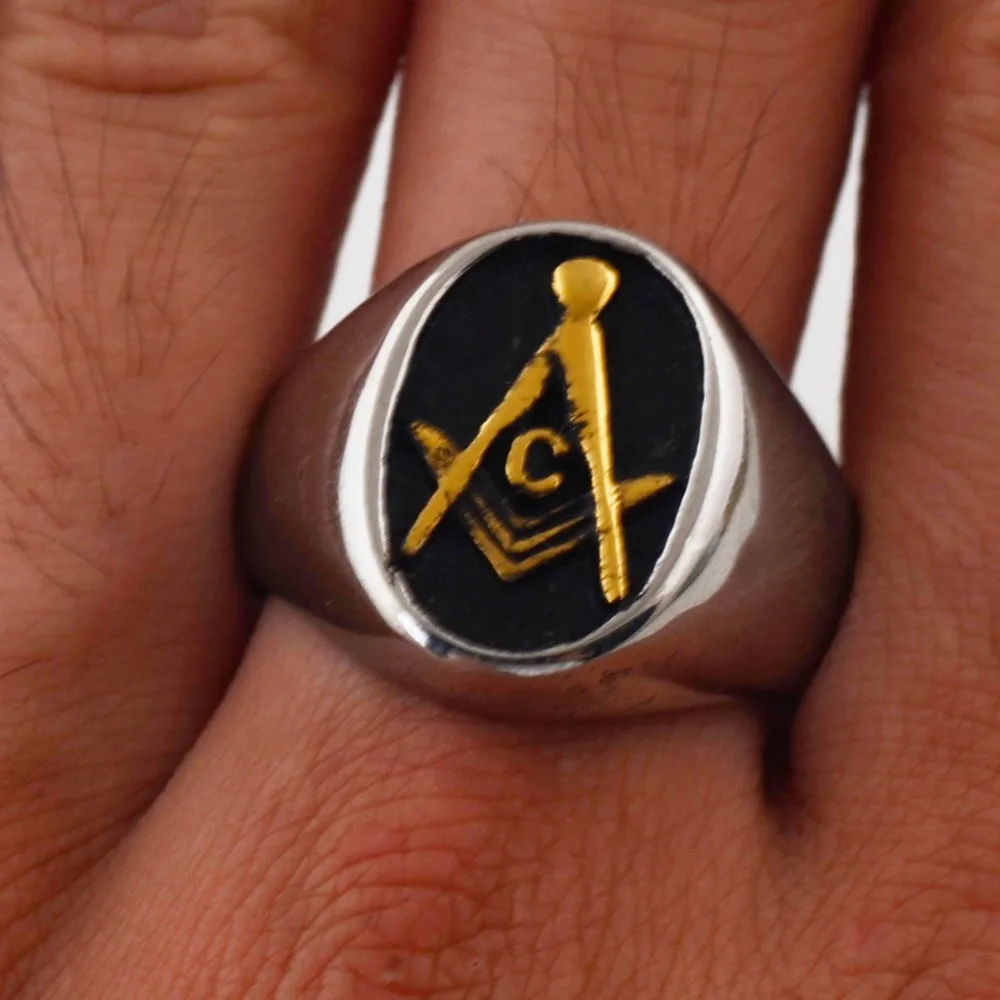 Кольцо с позолотой Мейсон/мужские масонские кольца из нержавеющей стали мужское