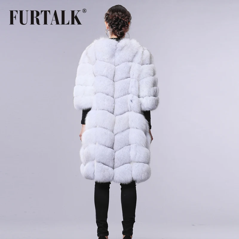 FURTALK 100% Настоящие женщины зима Подлинная Фокс Шуба С 3/4 Рукавом Жилет Одежда