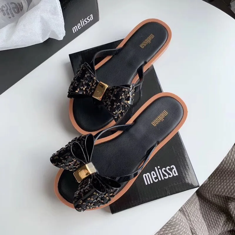 Melissa/женские босоножки; Новинка года; удобная обувь на плоской подошве; женские лоферы на каждый день без застежки с бабочками; Летние босоножки