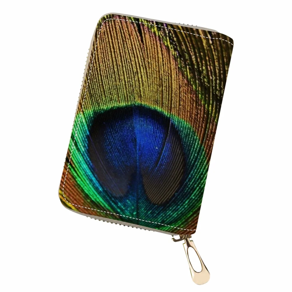 Noisydesigns 3D Pochette портативный паспортный ID держатель для карт цветок Перья павлина