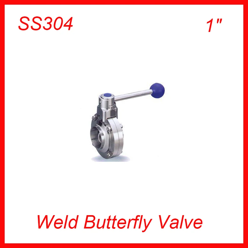 

Hot 1" SS304 Sanitary Weld stainless steel TC manual butterfly valve 20pcs/lot NEW