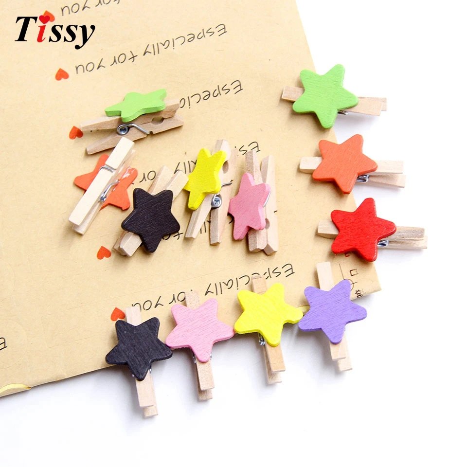 Прищепки деревянные в виде милых звезд разноцветные 50 шт.|crafts diy|craft clipscraft clothespin |