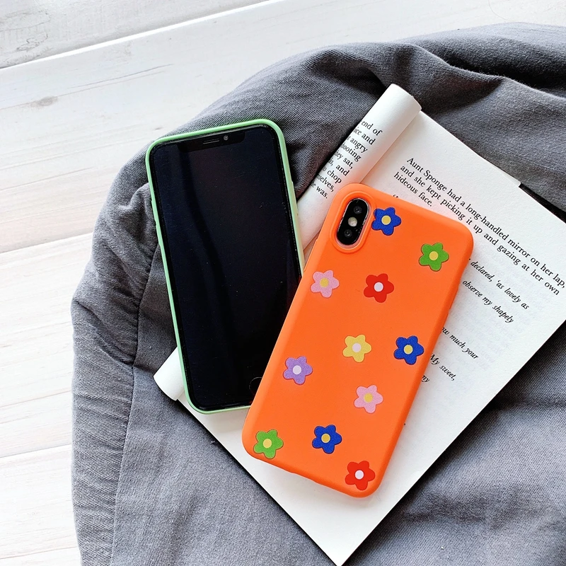 For Samsung Galaxy S10 Plus Case Cute Matcha green Orange Floral Patterned Cover Soft Silicone Matte Cases |