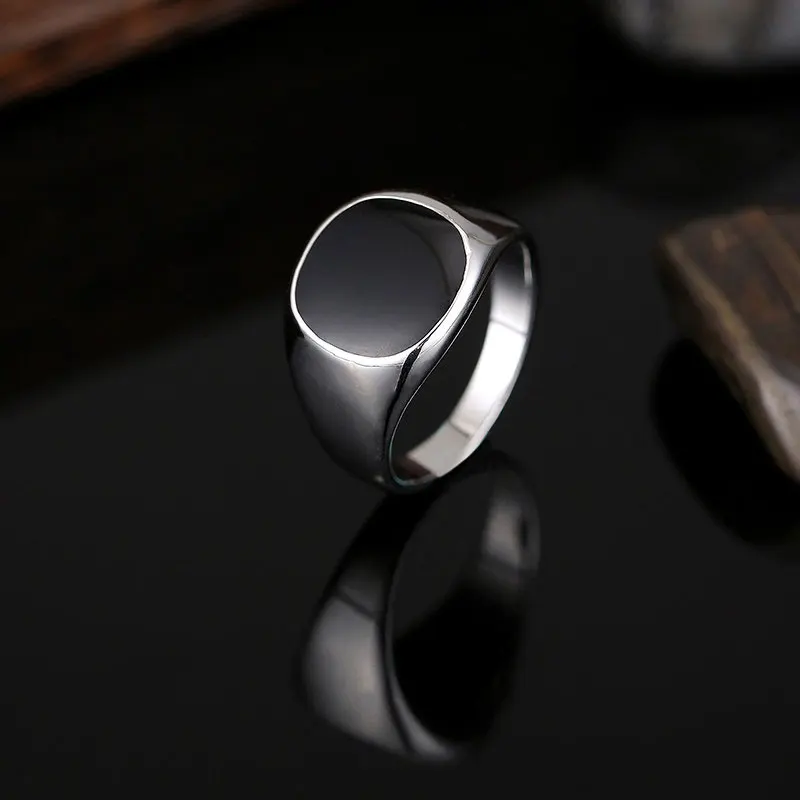 Gold Silver Plated Black Enamel Rings Men Vintage Ring Punk Classic Drip Imitation Stones Male | Украшения и аксессуары