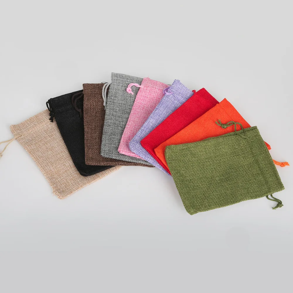 Из хлопка и льна подарочные пакеты 10x14 см для упаковки ювелирных изделий мешочек