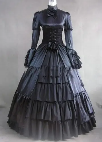 2015 новое Брендовое платье из хлопка/вискозы с длинными рукавами синяя Готическая