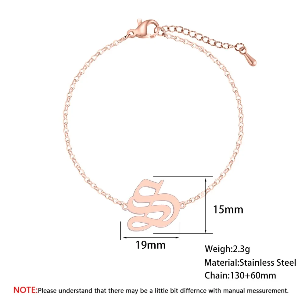 Женский браслет с буквой алфавита из нержавеющей стали 26 дюймов подарок на день