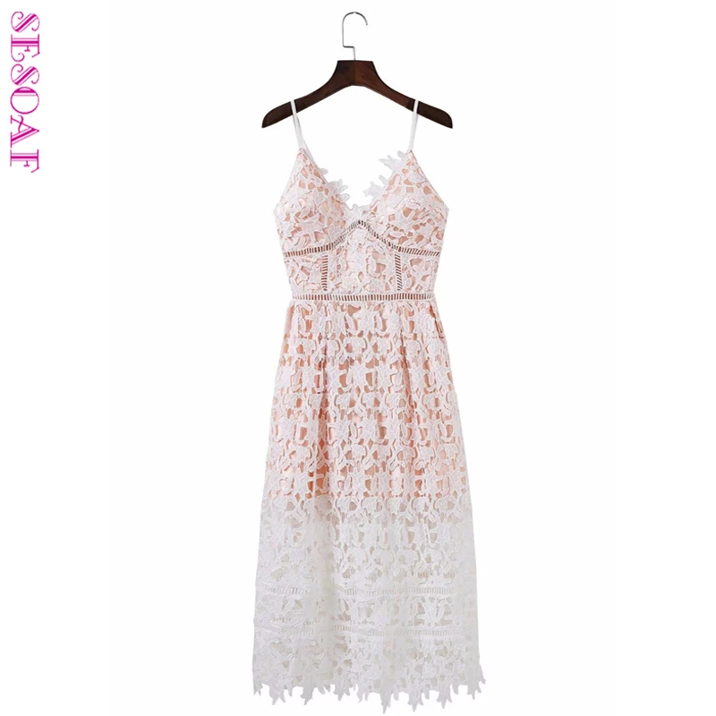 Женское кружевное платье на молнии SESOAF летнее с подкладкой молнии|vestido de festa|lace