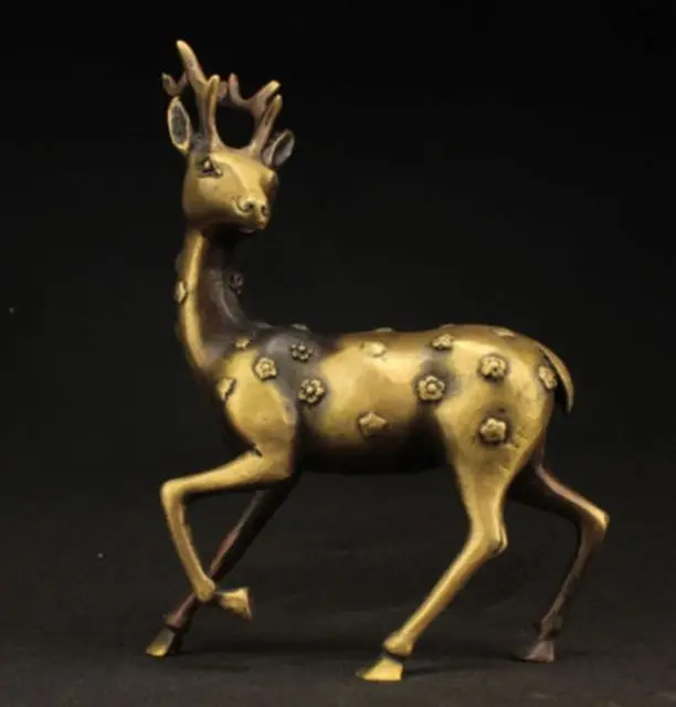 Красивая китайская декоративная статуя пятнистого оленя ручной работы из старой