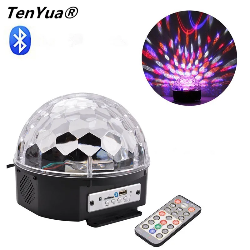 

Bluetooth MP3 Хрустальный волшебный вращающийся шар с дистанционным управлением 6 цветов RGB диско-шары свет голос светодиодный волшебный шар для вечеринок бар
