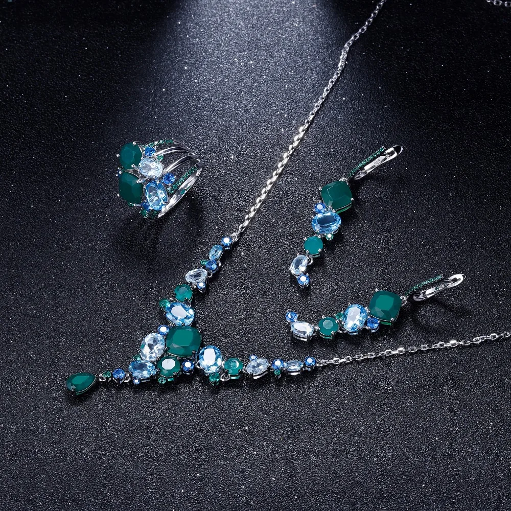 Женские серьги-подвески GEM'S BALLET Современные геометрические серьги из серебра