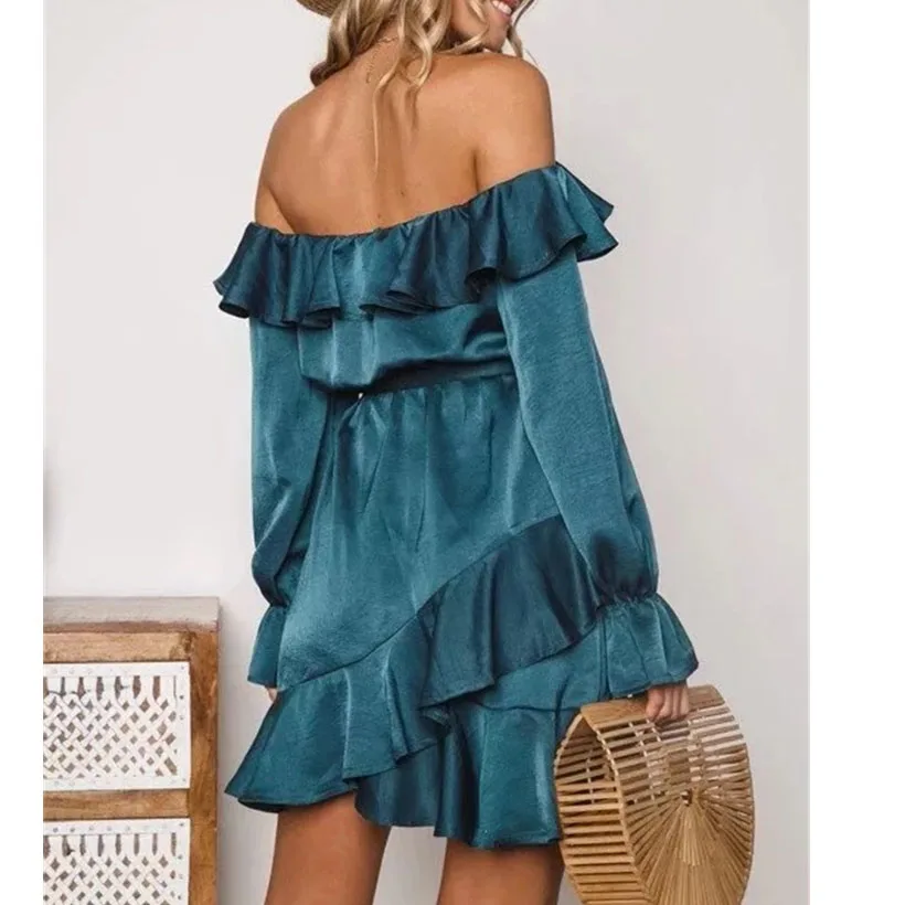 Ellacey новое платье с оборками женское осеннее сексуальное вечернее вырезом