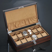 12 slots wood watch display box new brown watch and jewelry case mechnical wooden storage watch box quartz gift case w097