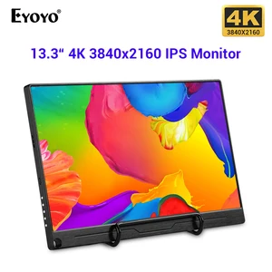 Игровой монитор Eyoyo 13,3 дюйма FHD 3840x2160 4K IPS, совместимый с игровыми консолями PS3 PS4 WiiU Switch Raspberry Mini PC
