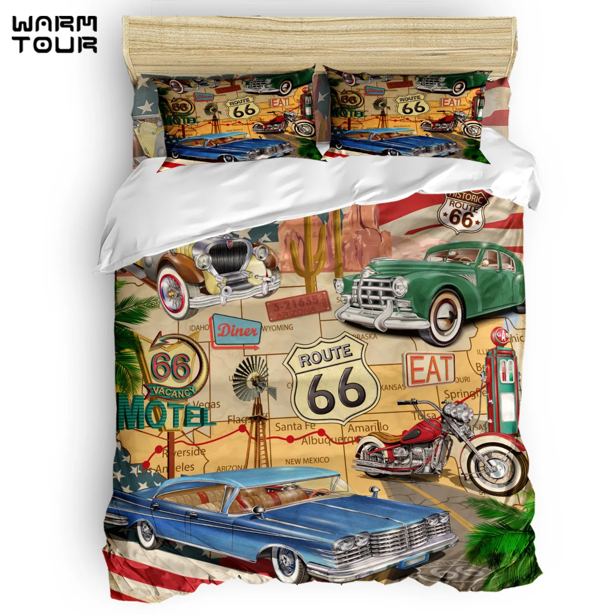 Пододеяльник WARMTOUR в стиле ретро Route 66 Постер пододеяльник набор из 4 предметов