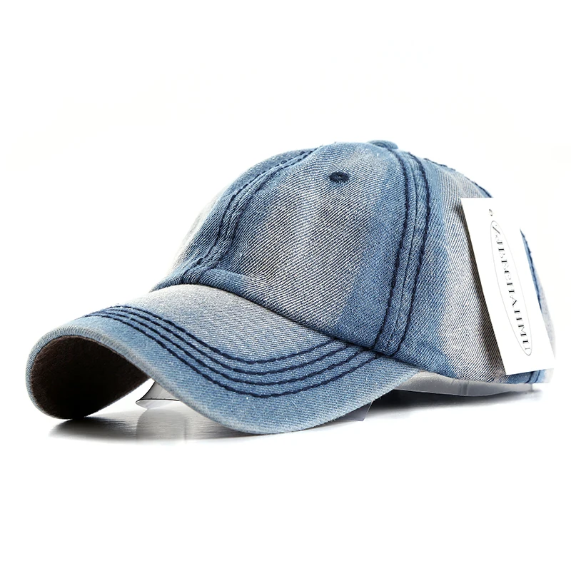 ZJBECHAHMU шляпы Модные однотонные джинсовые регулируемые винтажные бейсболки для