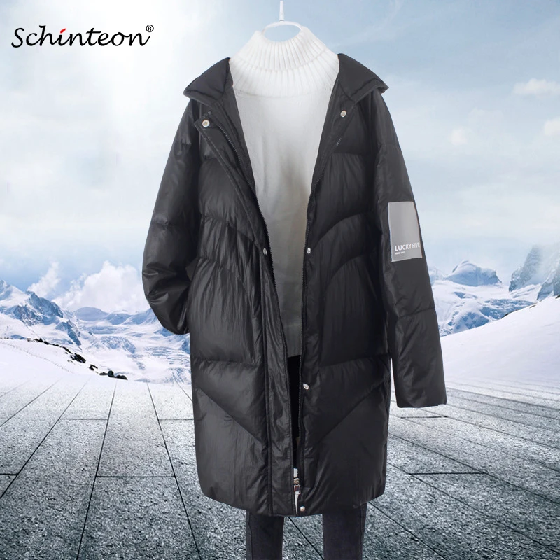 Новая куртка Schinteon в Корейском стиле на белом утином пуху свободная зимняя