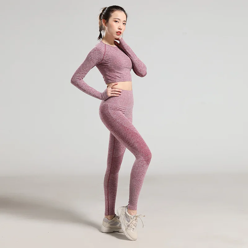 2 шт./компл. женский набор для йоги тренажерного зала женщин топ рубашки с