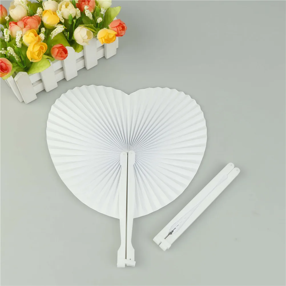 5 шт в форме сердца белый пустой Бумага складной вентиляторы романтическое