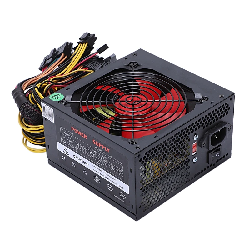 170 260 В макс 600 Вт источник питания Psu Pfc красный 12 см тихий вентилятор 24Pin 12В ПК