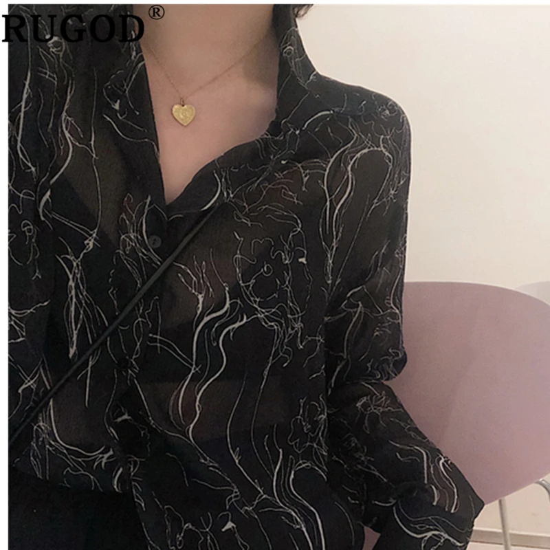 Женские шифоновые блузки в полоску RUGOD свободные шелковистые винтажные Топы