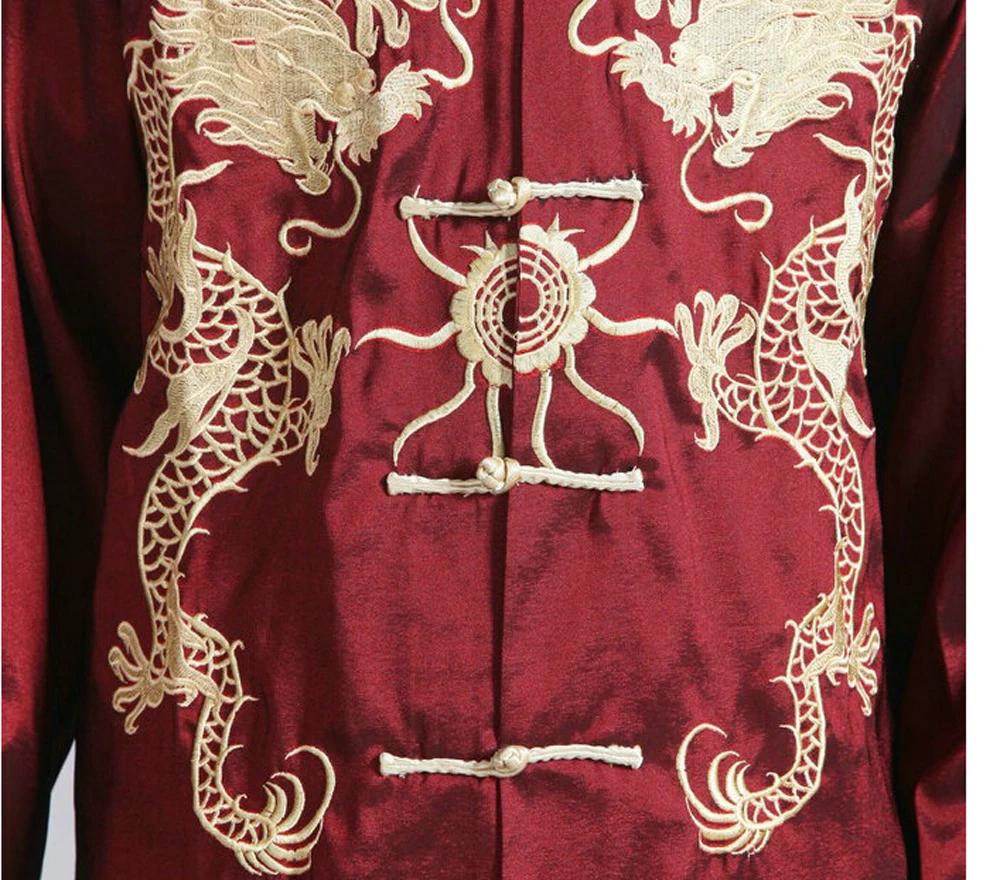 Новинка 2018 Мужская китайская рубашка с отложными манжетами и длинными рукавами