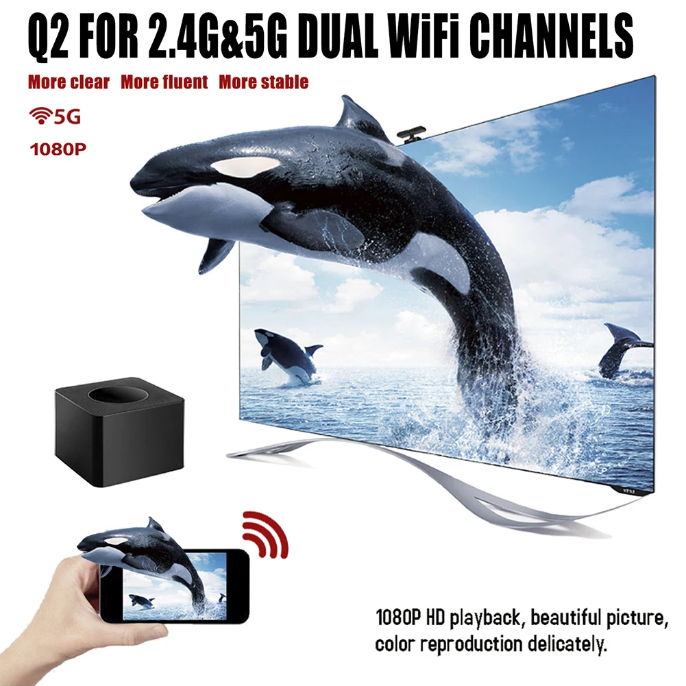 Portable 1080P Screen Share Wireless Dual Band Mirroring Dongle Video Receiver WiFi Display With Network Port Stable Signal | Электроника