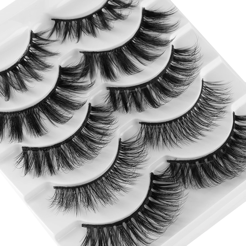 5 пар 3D Мягкие норковые Накладные ресницы с клеем Wispies смешанные стили естественные длинные норковые ресницы ручной работы полные полоски ресниц макияж