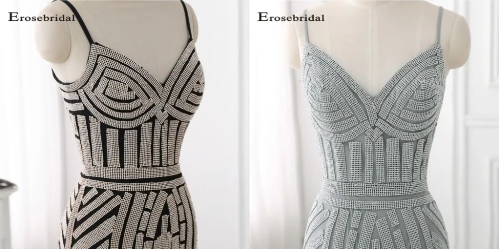 48 часов длинное вечернее платье с золотыми кристаллами Erosebridal Русалка официальная Женская одежда с коротким шлейфом vestido de festa ZLR018