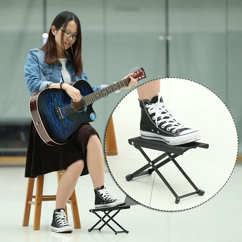 Durable Anti-Slip Guitar Foot Rest Stool Foldable Metal Pedal 4 Adjustable Height Levels Black High Quality Parts | Спорт и