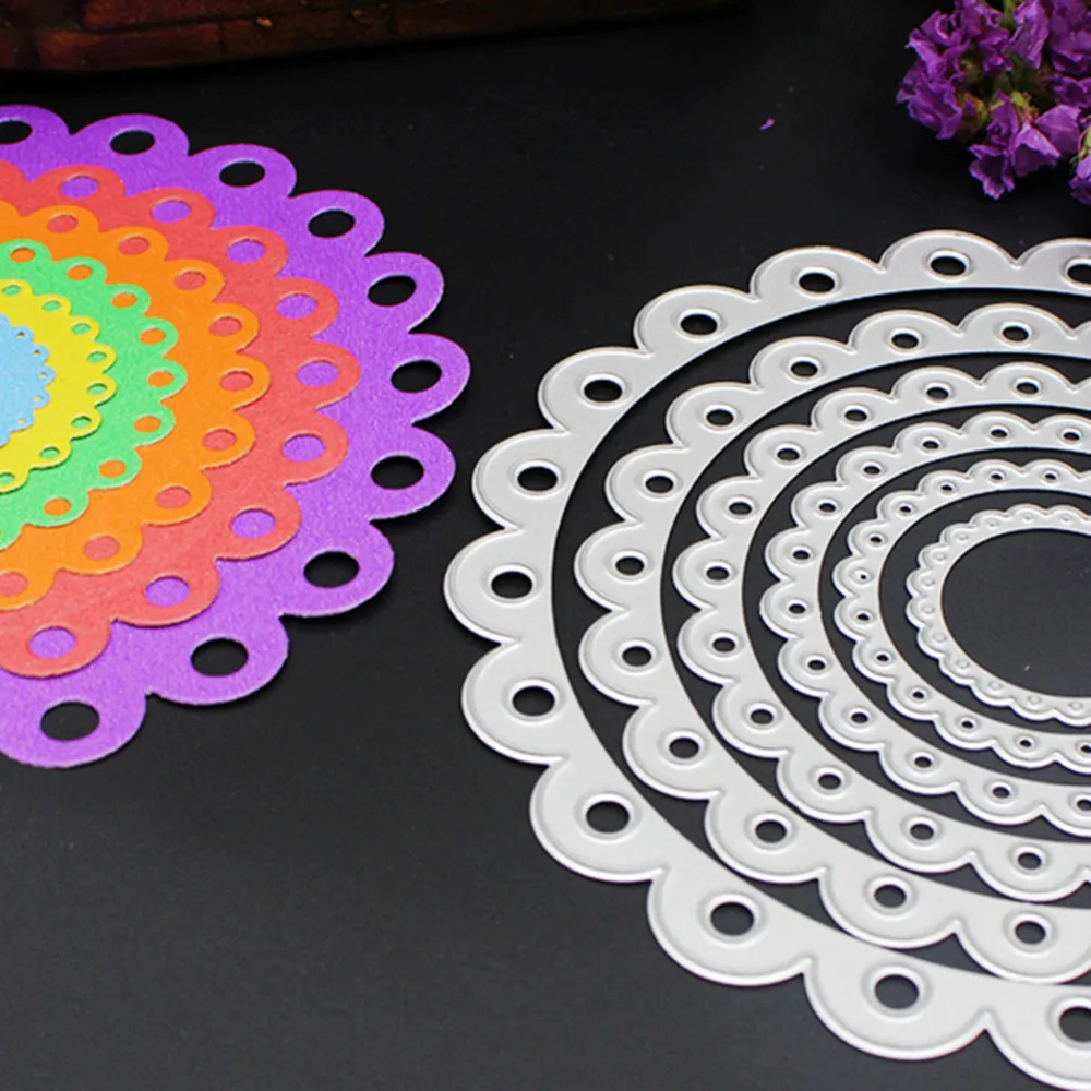 Новинка 6 шт./компл. круглый полый кружевной узор с краями трафарет для резки