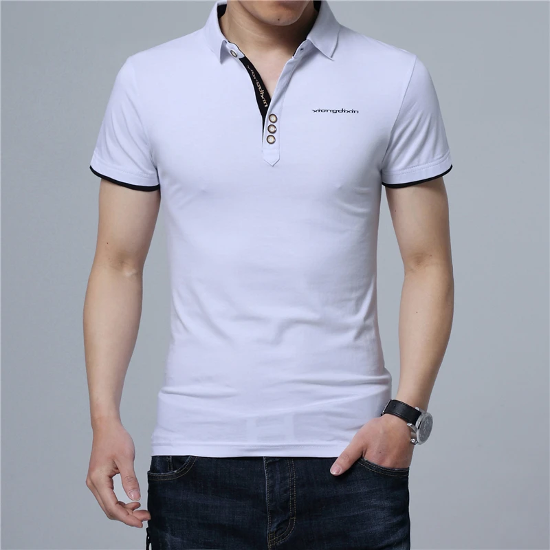 ARCSINX Slim Fit Polo рубашка мужская большой размер 5XL 4XL 3XL короткий рукав Летняя мужская рубашка поло белая хлопковая Мужская Поло Плюс размер поло