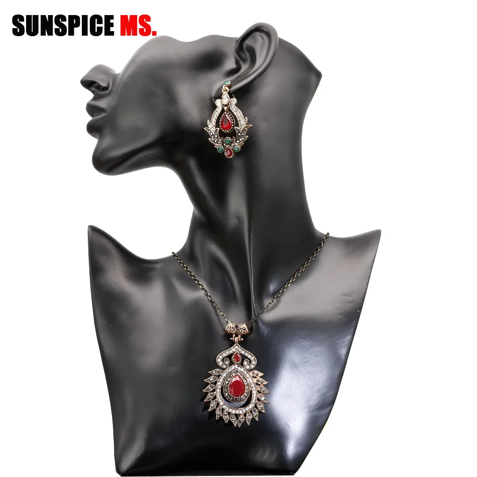 Наборы свадебных ювелирных изделий SUNSPICE MS индийские в этническом стиле серьги с