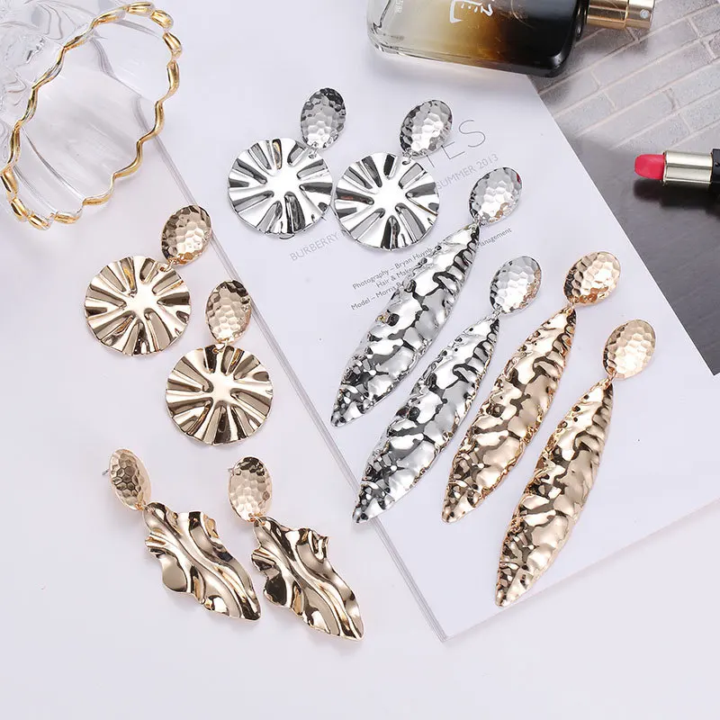 Large Earrings Exaggerated For Women Brincos Earing Geometric Brinco Personality Earring Irregular Mirror Jewelry Gift | Украшения и